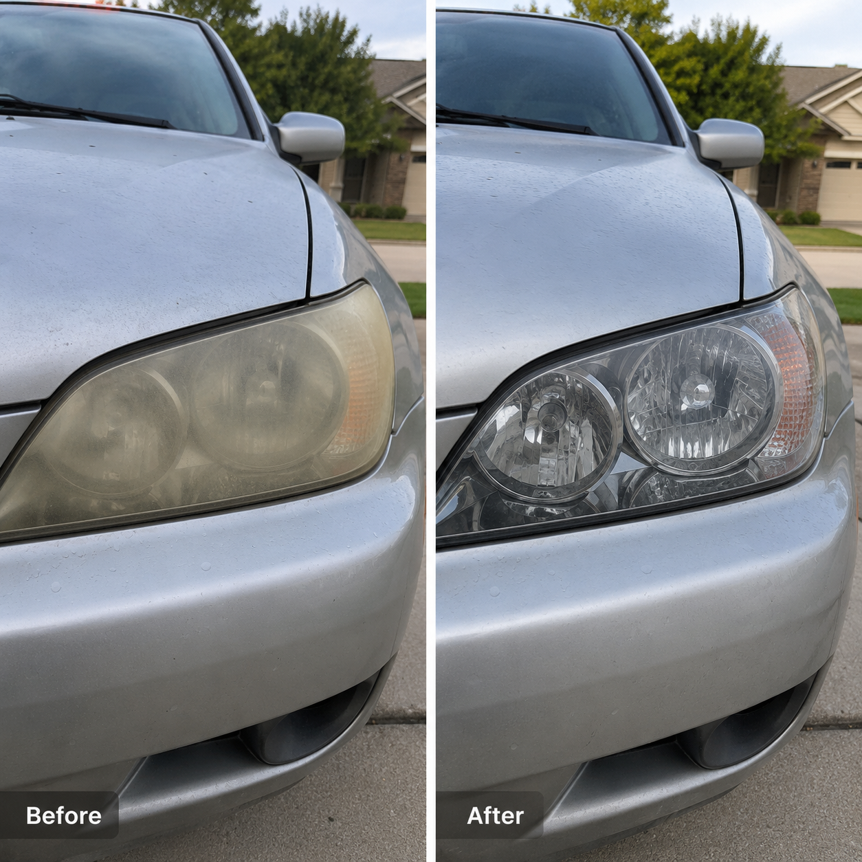 Clearer-looking restored headlight