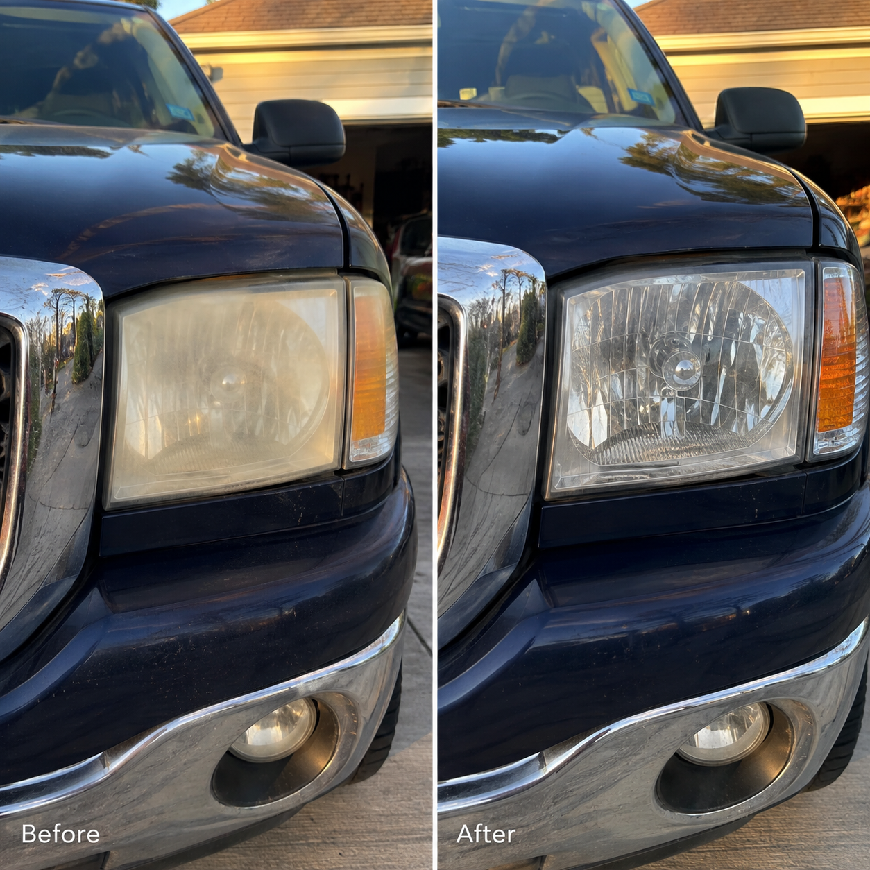 Clearer-looking restored headlight