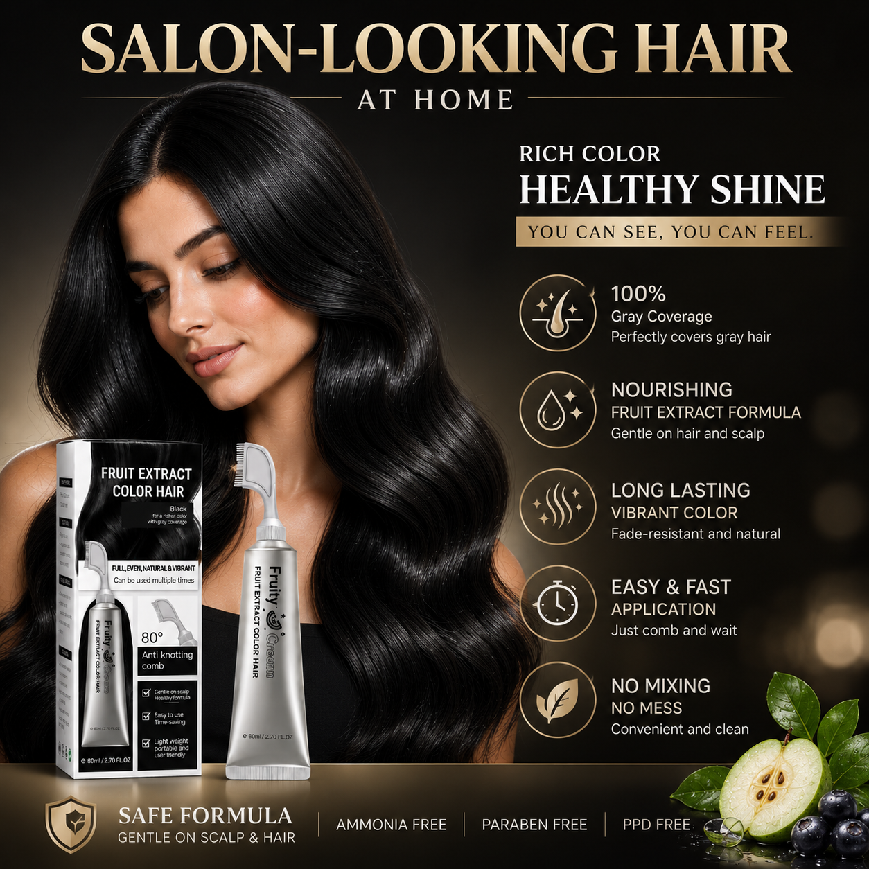 🔥Last Day 50% OFF!  2-in-1 Hair Color Comb — Easy, Natural-Looking Gray Coverage