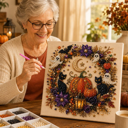 💥 Last Day 50% OFF – 2026 New 👻✨ Halloween Pearl Art DIY Kit – Turn Tiny Pearls into Spooky-Cute Magic