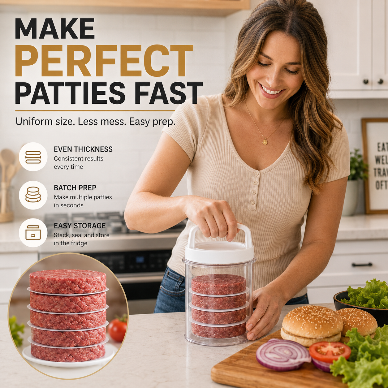 🍔 Burger Patty Maker for Easy Homemade Burgers
