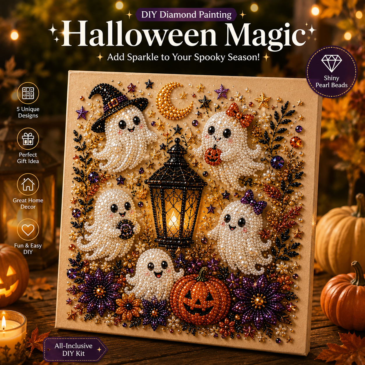 💥 Last Day 50% OFF – 2026 New 👻✨ Halloween Pearl Art DIY Kit – Turn Tiny Pearls into Spooky-Cute Magic