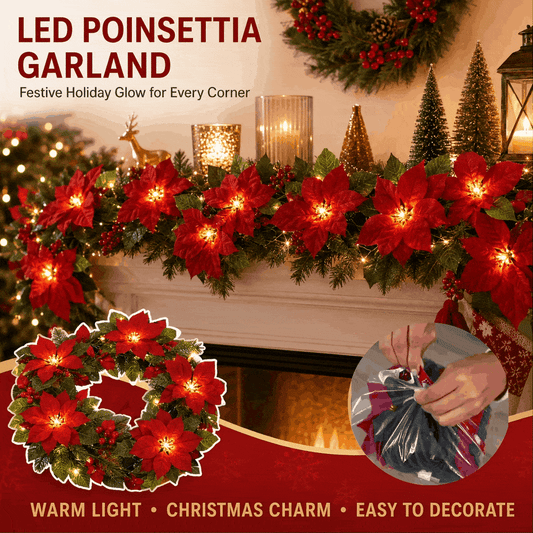 🎄✨ Christmas Poinsettia LED Garland String Lights