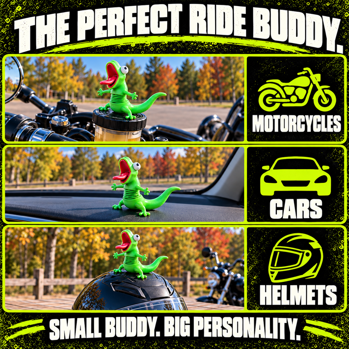 🔥 BLACK FRIDAY EARLY ACCESS — 69% OFF🦎 Screaming Lizard™ Motorcycle Handlebar Buddy 🏍️ Funny Motorcycle Accessory