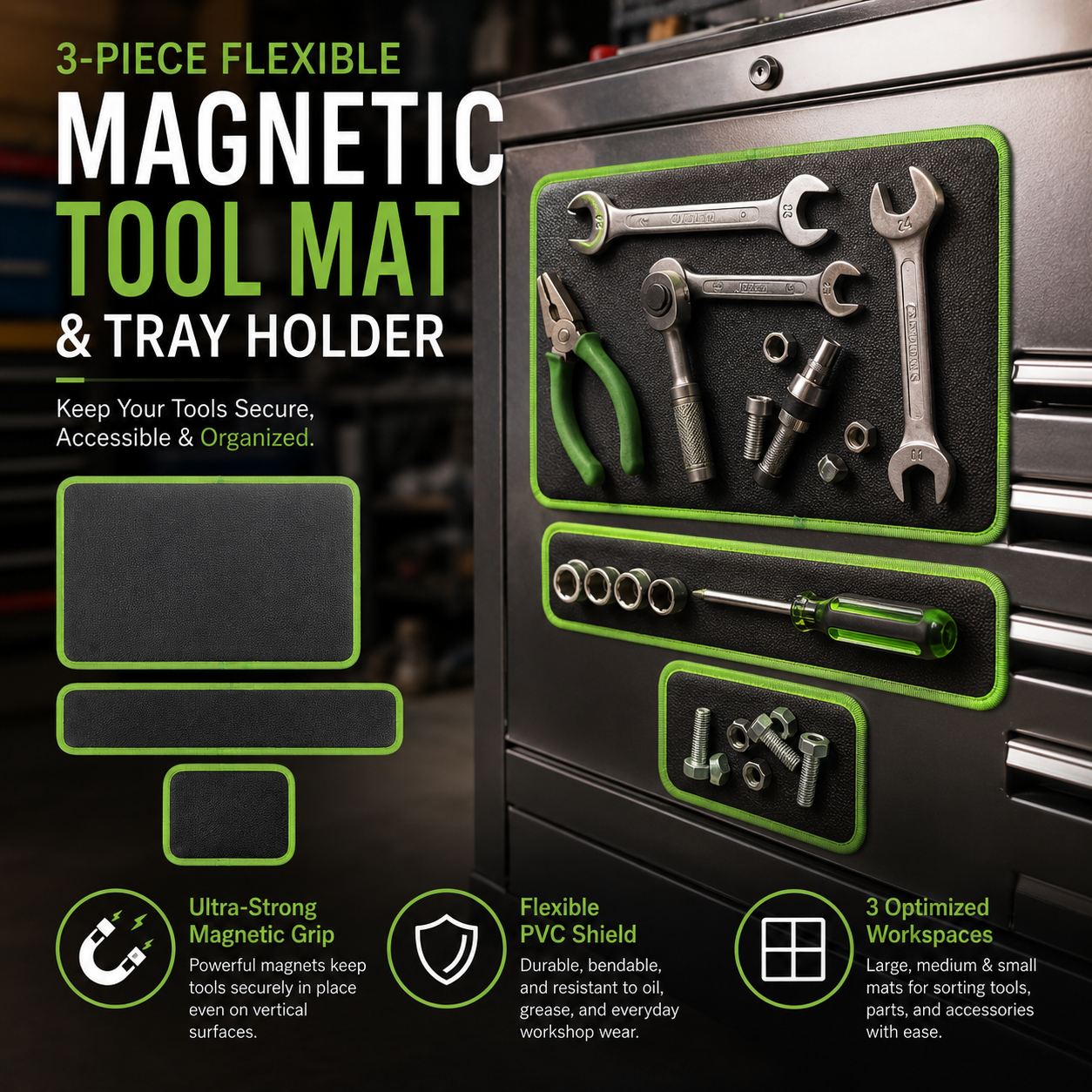2026 Flexible Magnetic Tool Mat & Tray Holder