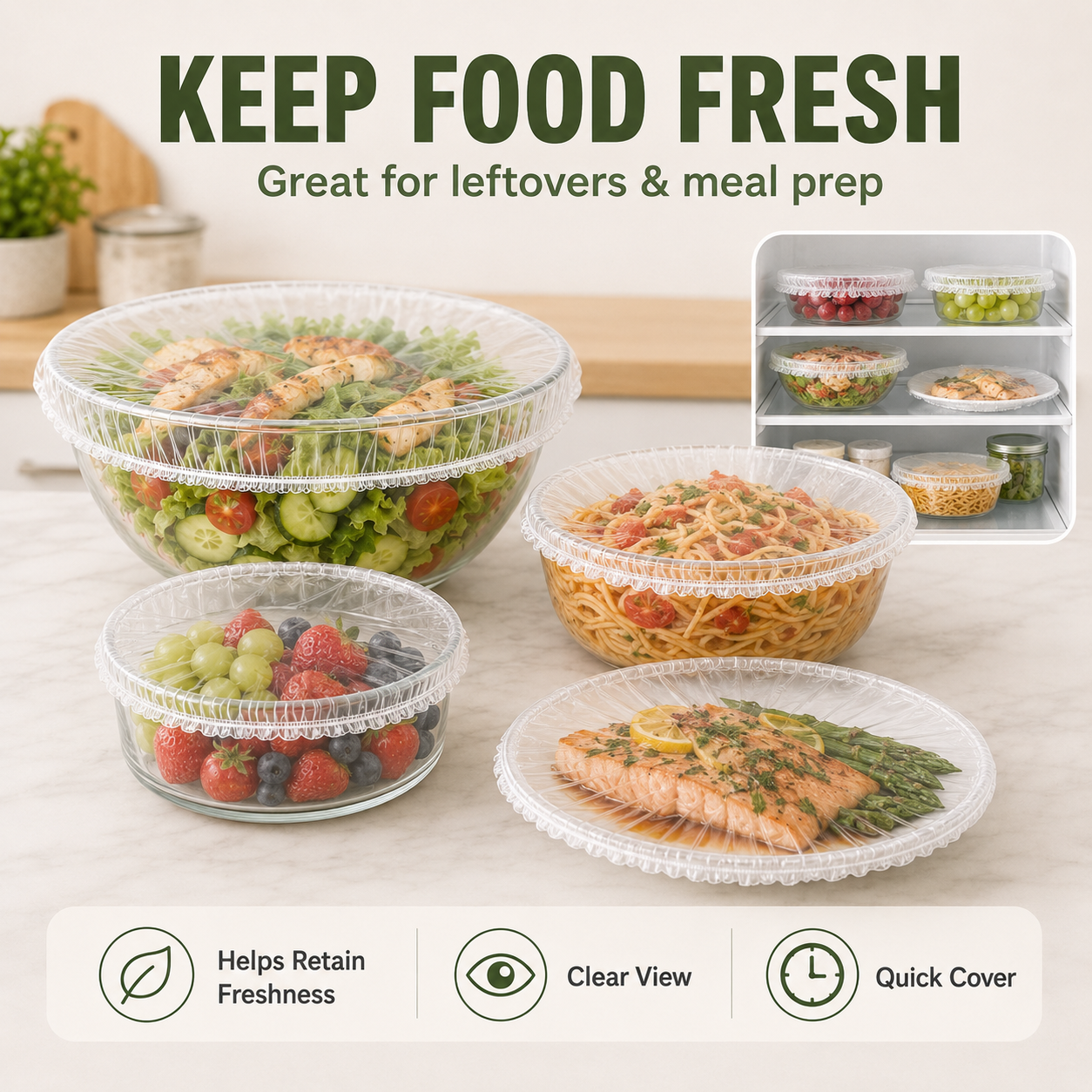 100PCS Disposable Stretch Food Covers for Bowls & Plates🛒