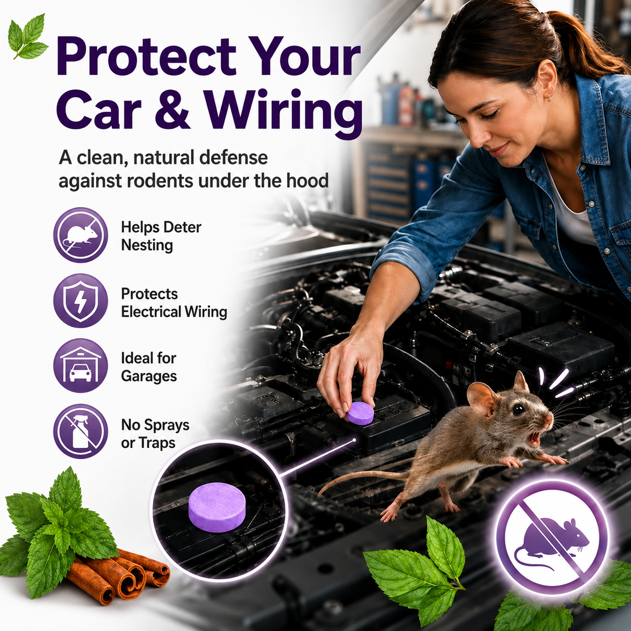 ✅ 10,000+ Happy Customers 🐭 All-Natural Peppermint & Cinnamon Pest & Rodent Repellent Pucks 🕷️🐍
