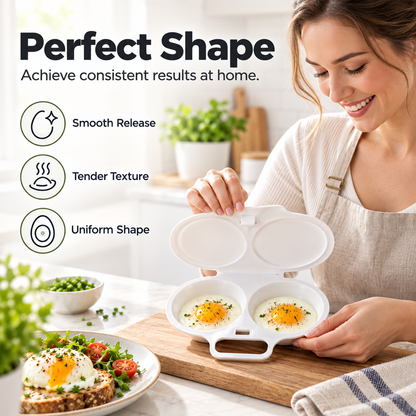 🥳 Last Day 50% OFF Buy 1 Get 1 Free ! ! ! Microwave Egg Poacher——Dual‑cavity, non‑stick & easy clean.