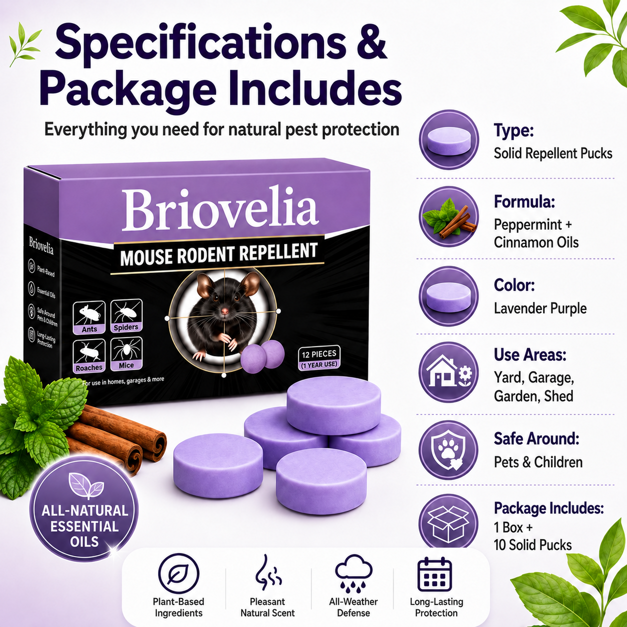 ✅ 10,000+ Happy Customers 🐭 All-Natural Peppermint & Cinnamon Pest & Rodent Repellent Pucks 🕷️🐍