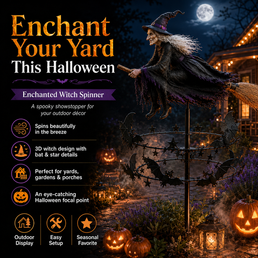 🔥Last Day 50% Off -Halloween Early Bird Special🧙‍♀️ The Enchanted Witch Garden Wind Spinner