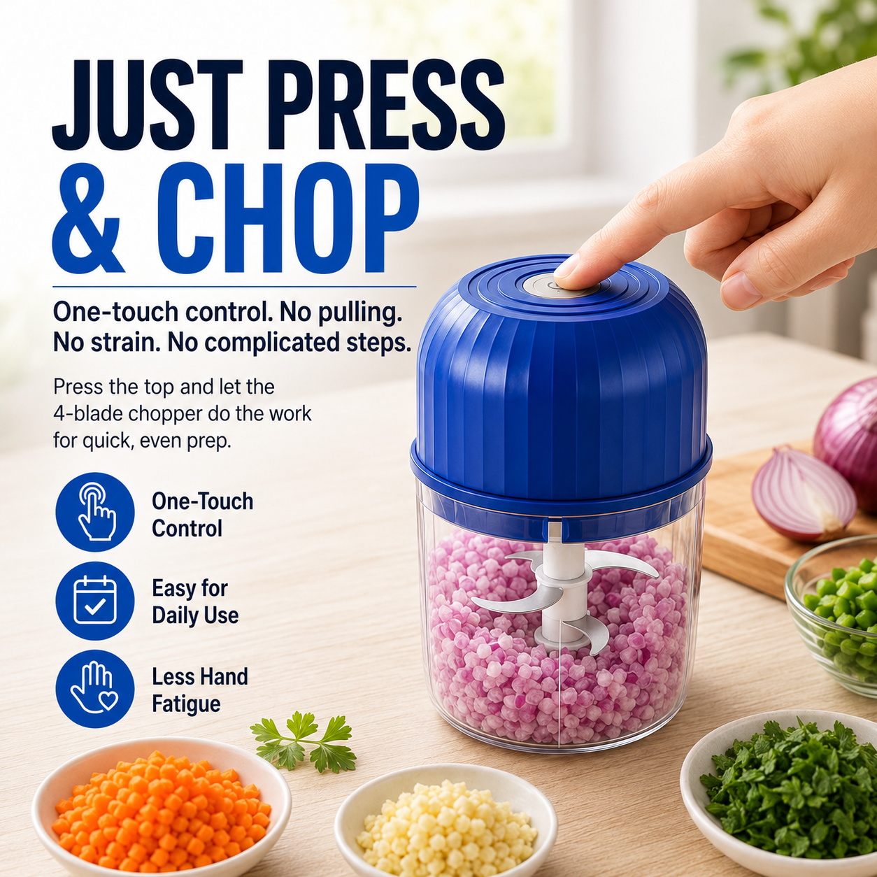 🔥New for 2026 · 50% Off - Cordless Multifunctional Mini Chopper with 4 Sharp Blades