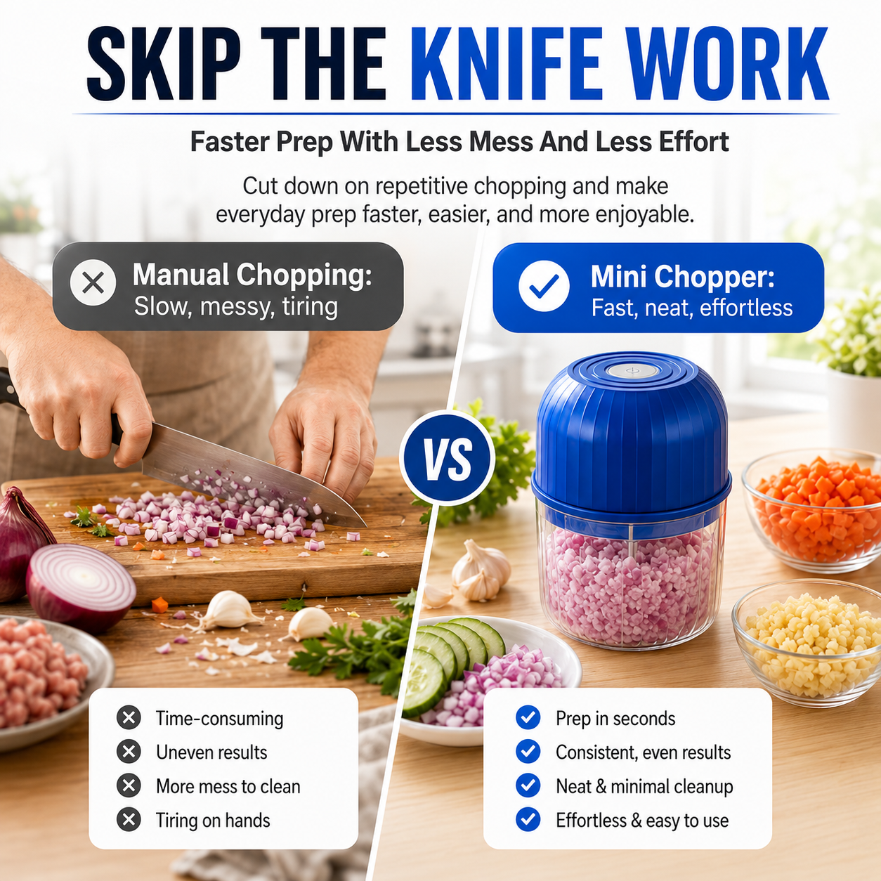 🔥New for 2026 · 50% Off - Cordless Multifunctional Mini Chopper with 4 Sharp Blades